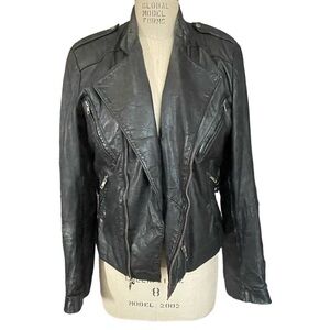 Vintage Black Leather Womens Motorcycle Jacket Size 40/ US 8